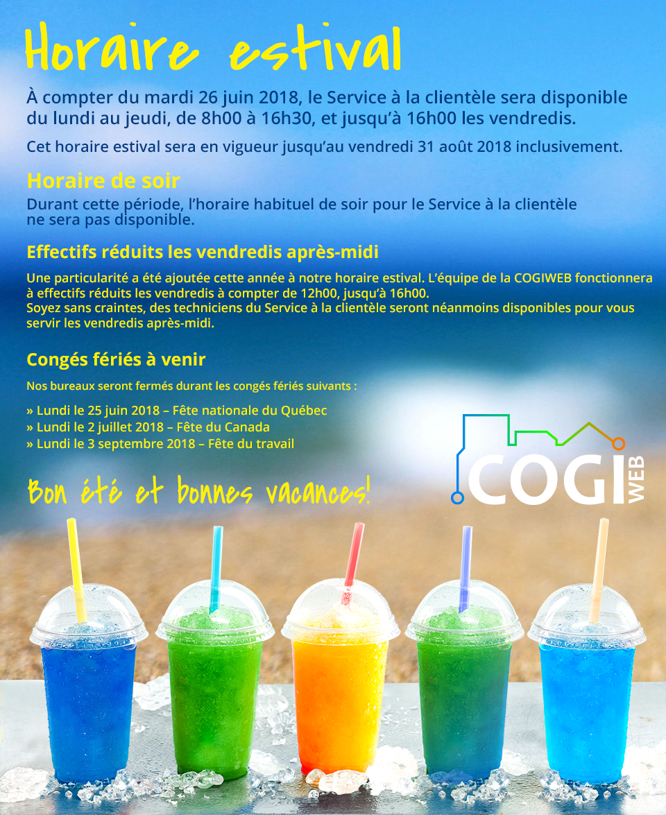 Horaire estival 2018 