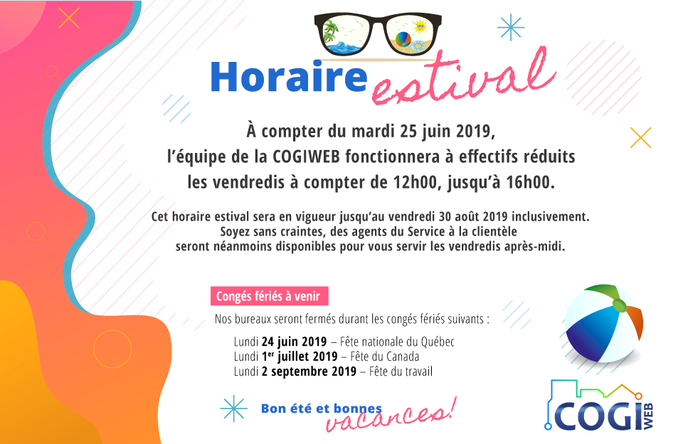 Horaire estival 2019 